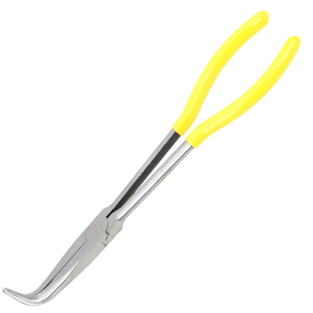 Une pince bec courbé poignée ergonomique jaune