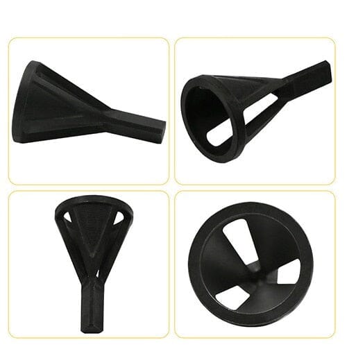 Quatre têtes EbavuraXL noir hexagone pour ébavurage en acier dont une vue de face