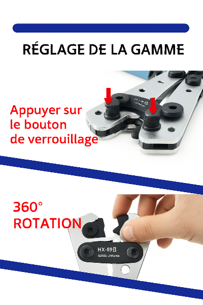 réglage de la gamme de pince a sertir