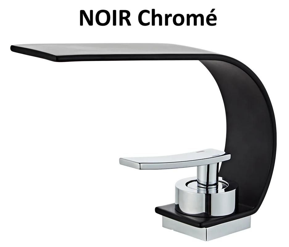 Robinet salle de bain noir chromé