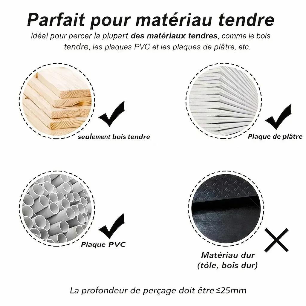scie cloche pour bois plaque de platre plaque PVC