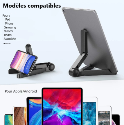 Support tablette noir, modèles compatibles
