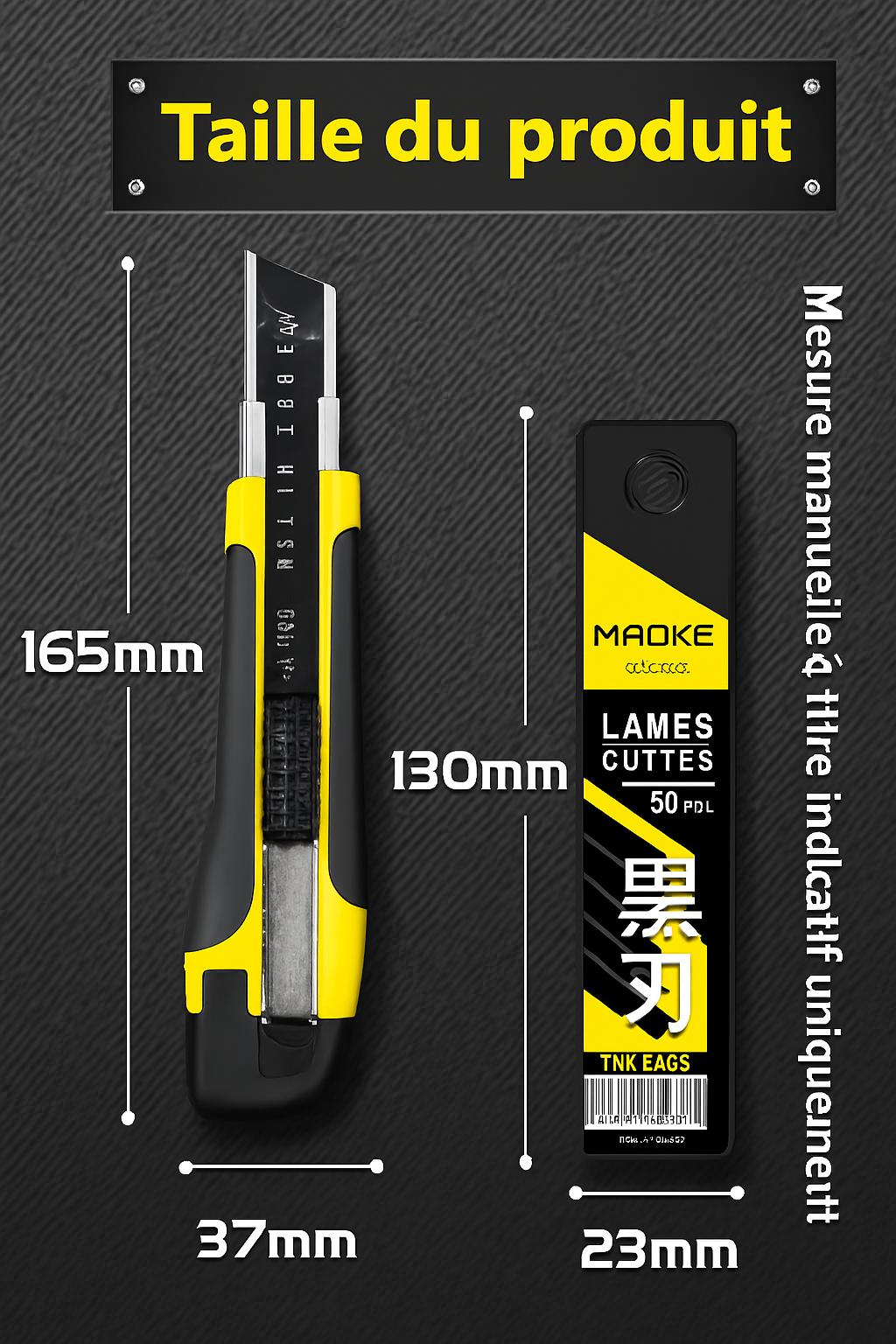 Taille du produit, Cutter jaune-noir