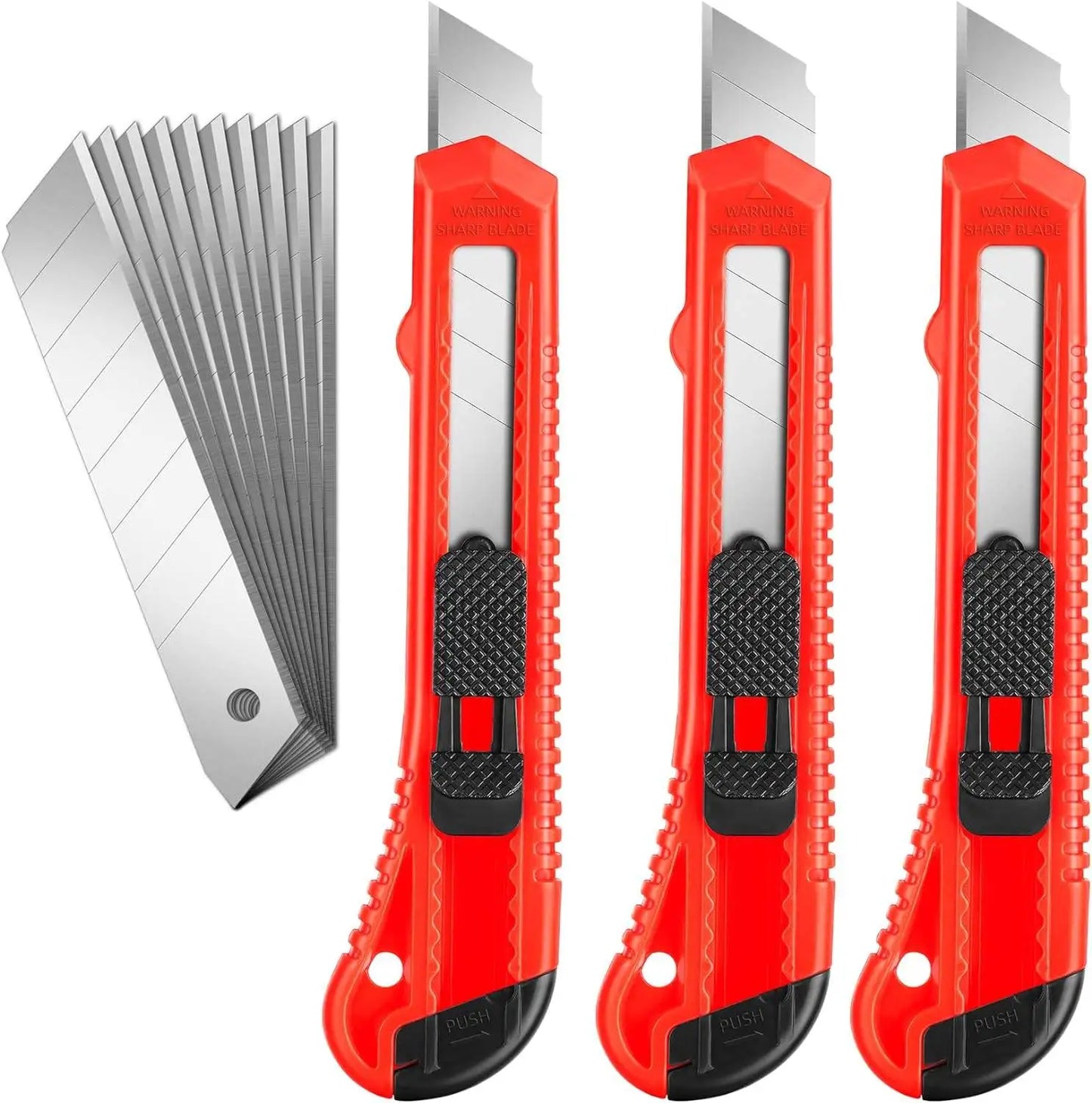 Trois cutter orange et des lames