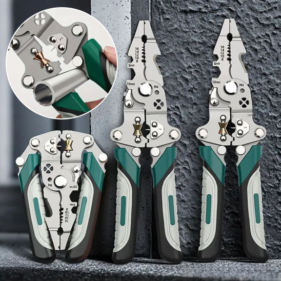 trois pince a denuder dont une pliee poignee ergonomique verte