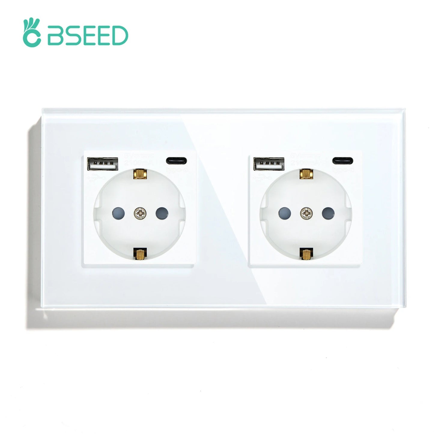 deux prises, deux USB type C , interrupteur va et vient blanc 