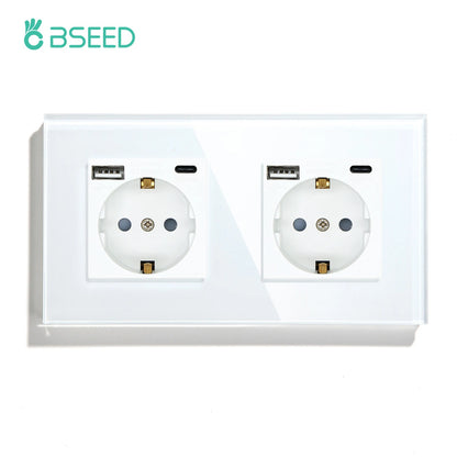 deux prises, deux USB type C , interrupteur va et vient blanc 