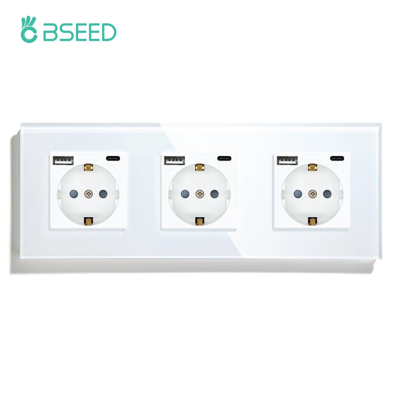 trois prises, trois USB type C, interrupteur va et vient blanc 