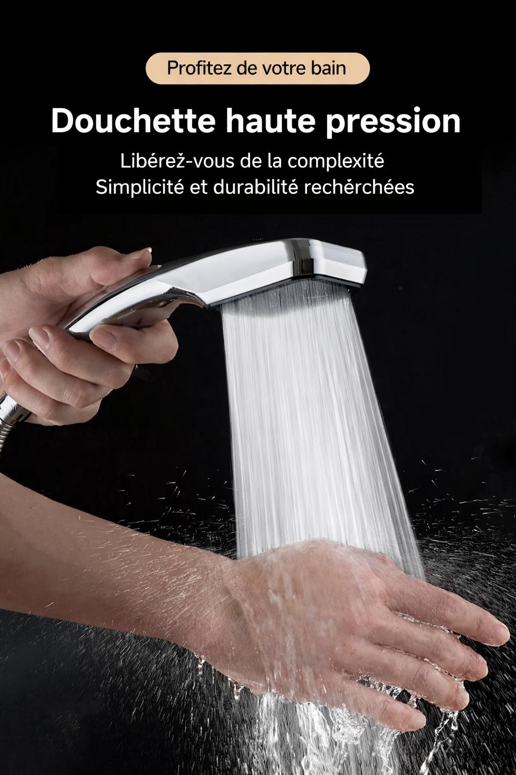 Pommeau de Douche 300 Trous Haute Pression | Jet Pluie Puissant & Économie d'Eau