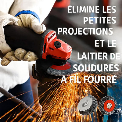 Brosse metallique rouge pour perceuse , projection etincelles