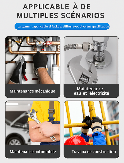 CLE A molette utilise pour maintenance plomberie ,eau , electricite , automobile et constructionn