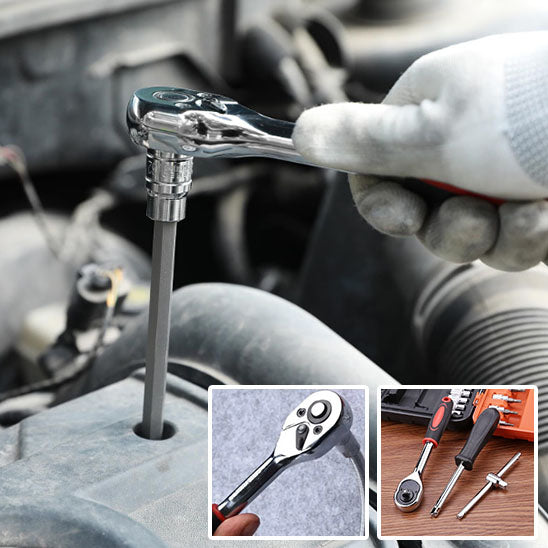 Caisse a outils polyvalente rouge , cle cliquet , reparation moteur voiture