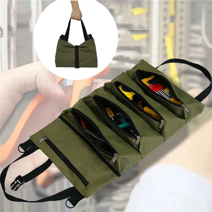 Caisse a outils  vert Sac à outils enroulable portable ouvert