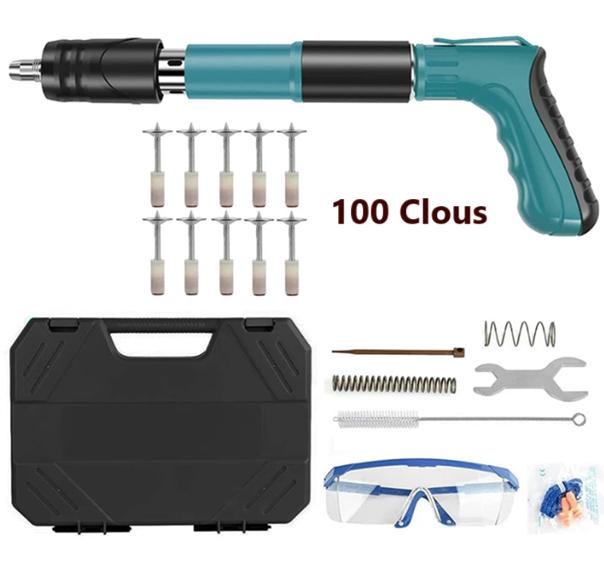 Cloueuse electrique bleu cent clous valise noire