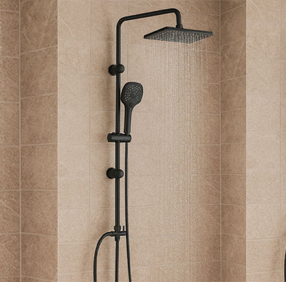 Colonne de douche noire dans la salle de bain  orange