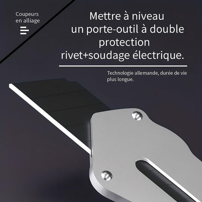 Cutter gris avec lame sortante, rivets, soudage électrique