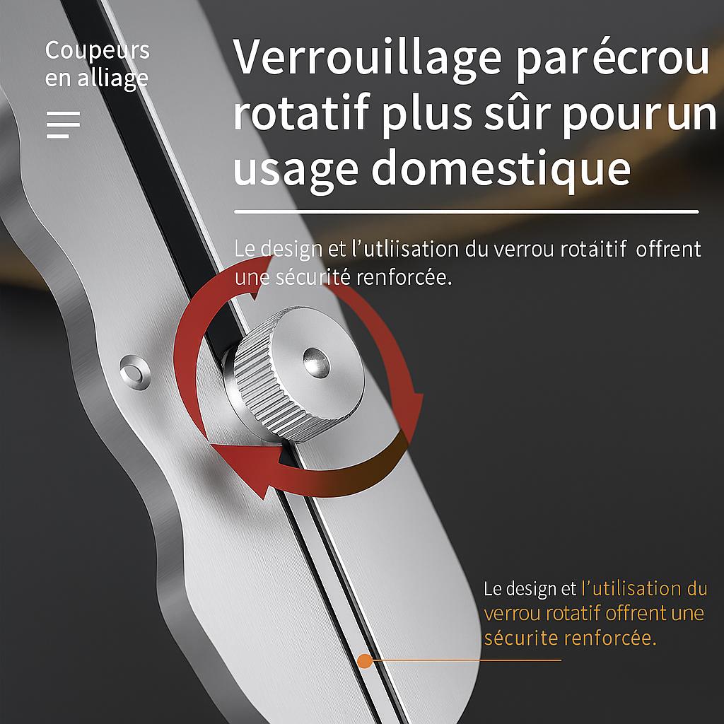 Cutter gris inoxydable, verrouillage par écrou rotatif