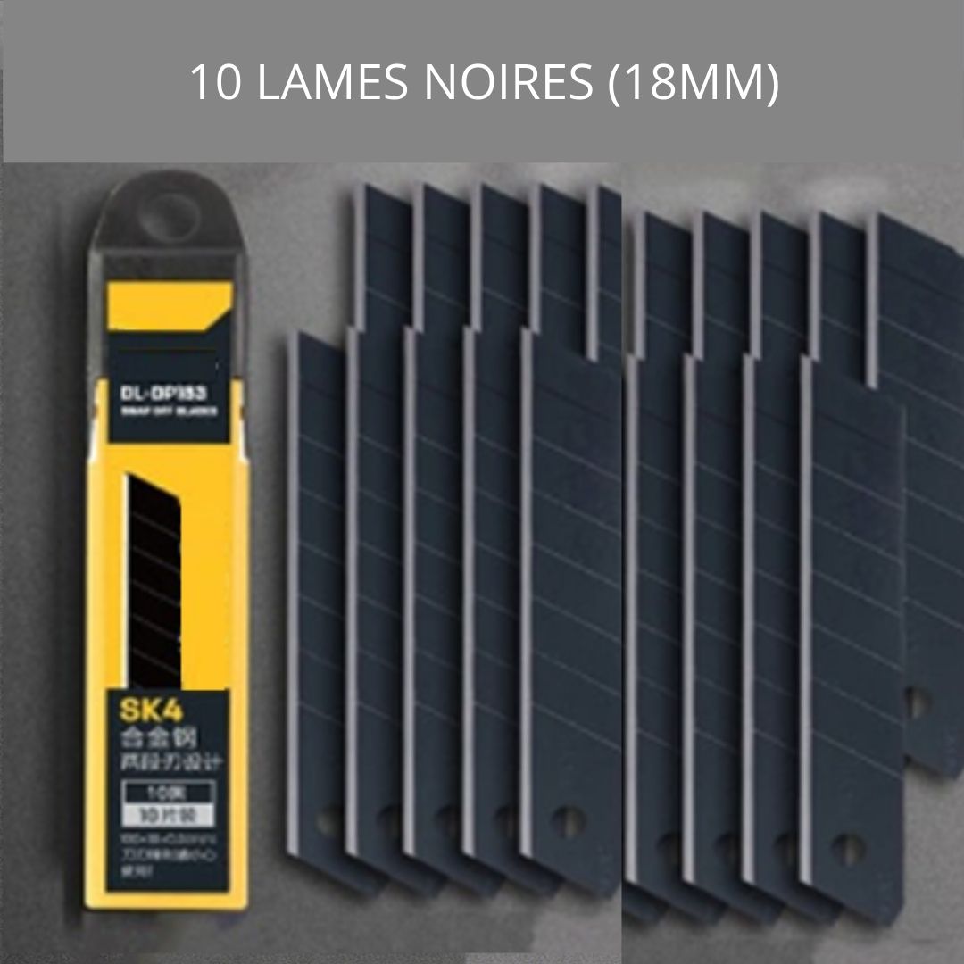 Cutter polyvalence avec dix lames noires dix-huit mm