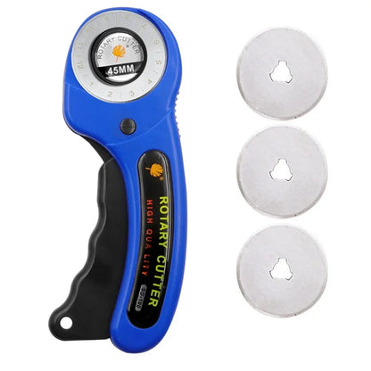 Cutter rotatif bleu avec trois lames