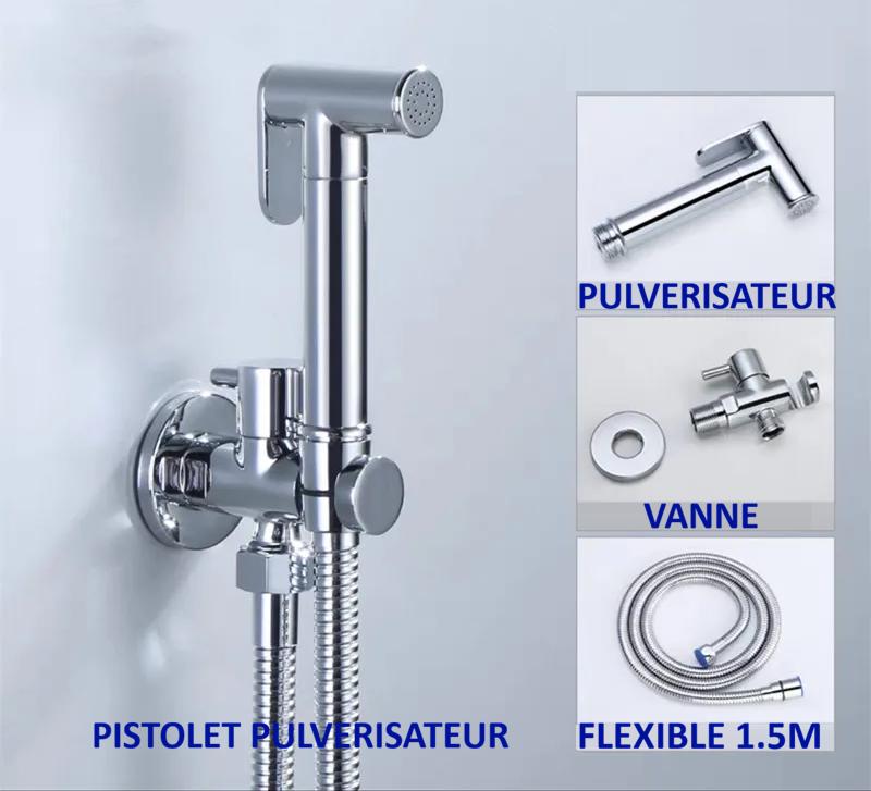 Douchette WC noire , pulverisateur , vanne et flexible