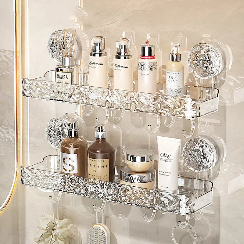 Etagere salle de bain grise à deux étages