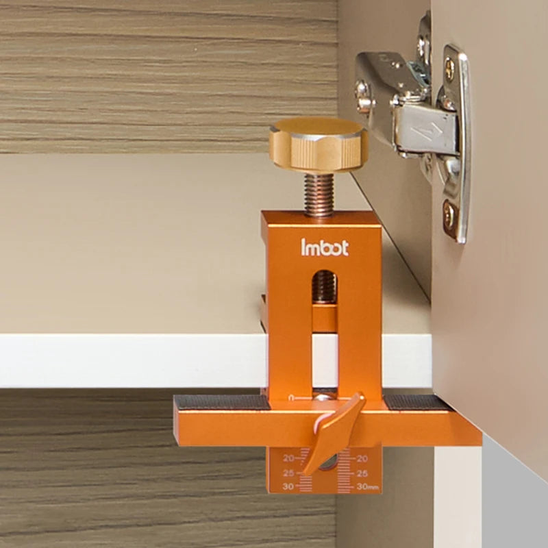 Gabarit de perçage droite orange,  supportant portière meuble blanc fixation charnière droite