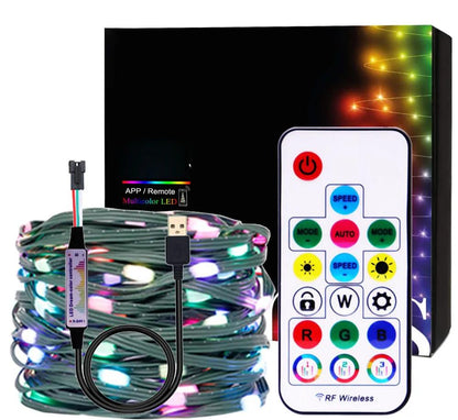 Guirlande de Noel  RVB avec telecommande , cable  USBC noir