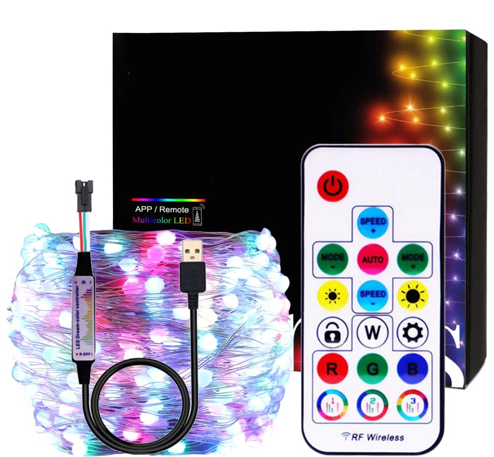 Guirlande de Noel  blanche avec telecommande , cable  USBC noir