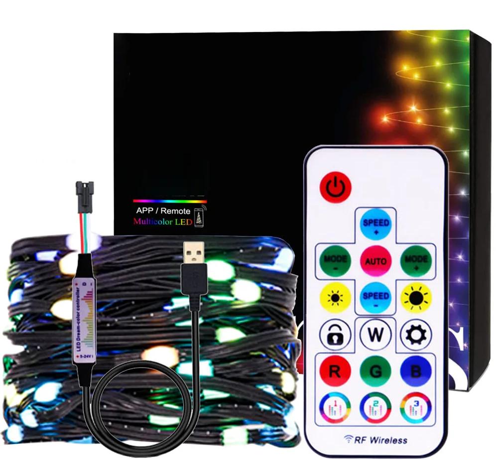 Guirlande de Noel  noire avec telecommande , cable  USBC noir