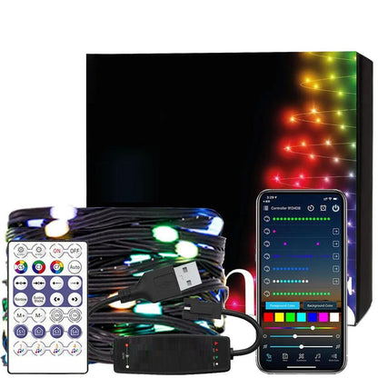 Guirlande de Noël noire avec télécommande et adaptateur noir