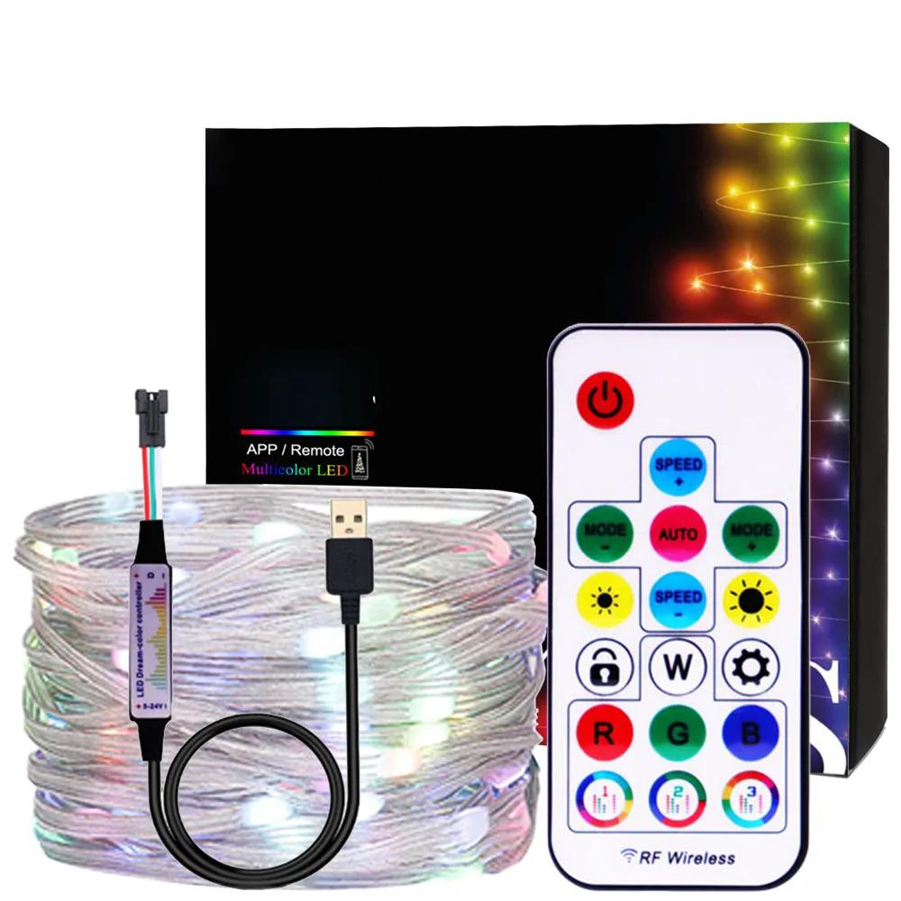 Guirlande de Noel  transparente avec telecommande , cable  USBC noir