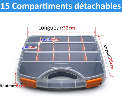 Malette-a-outils-15-compartiments-détachables-robuste-durable