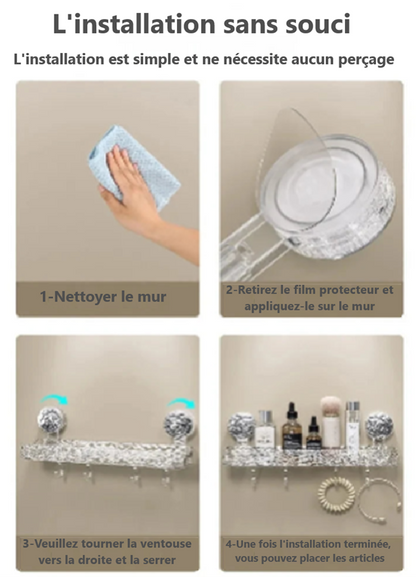 étagère |étagère  sans perçage -Rangement instantané, sans outil ni perçage ! 🛁