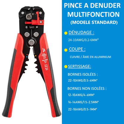 Pince a denude |Multifonction : Sertissage, Dénudage et Coupe de Câble Ajustable