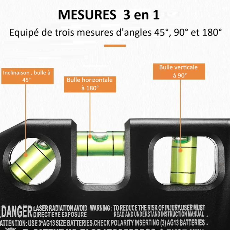 Niveau-Laser-Multifonction-trépied-mesures-trois-en-un-45°-90°-180°