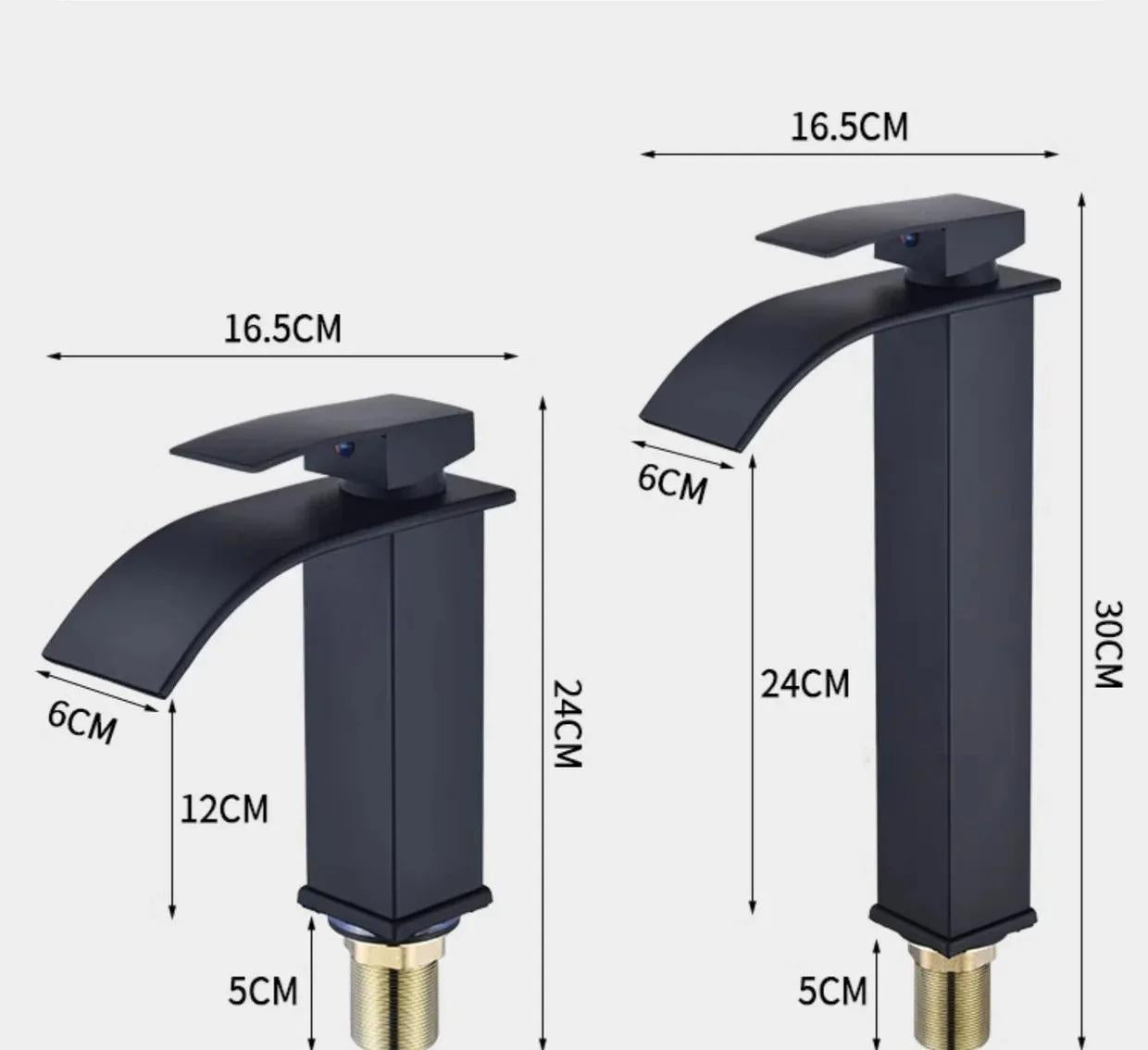 Robinet Cascade Noir Mat en Acier Inoxydable