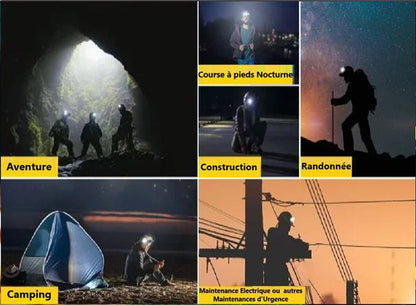 Lampe Frontale, Plusieurs activités de nuit, course pied, construction, randonnee,maintenance electrique,camping