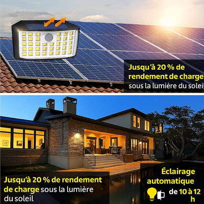  Lumière solaire extérieure sur toit se charge au soleil, une  maison illuminée  par lumière solaire extérieure télécommande 
