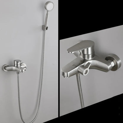 Mitigeur douche argenté inoxydable avec douchette