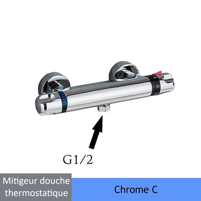 Mitigeur douche thermostatique chrome C ,économie d'eau confortable,  système de douche intelligent 
