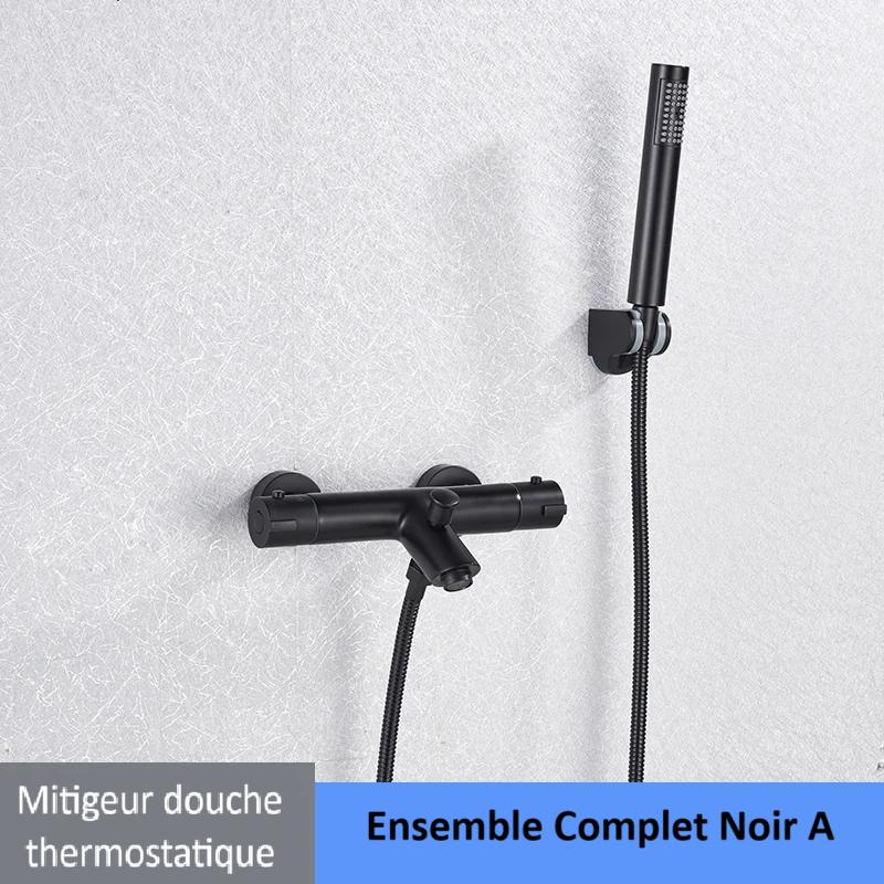 Mitigeur douche thermostatique noir A ,économie d'eau confortable,  système de douche intelligent 
