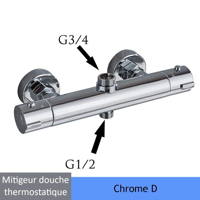 Mitigeur douche thermostatique chrome D ,économie d'eau confortable,  système de douche intelligent 
