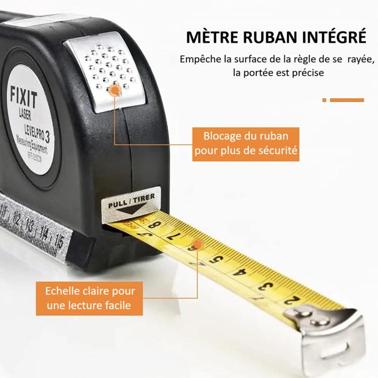 Niveau Laser Multifonction noir mètre ruban intégré