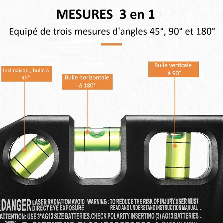 Niveau Laser Multifonction trépied mesures trois en un 45° 90° 180°