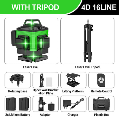 Niveau Laser  base rotative chargeur sans trepied batterie  adaptateur acessoires seize  lignes valise plastic