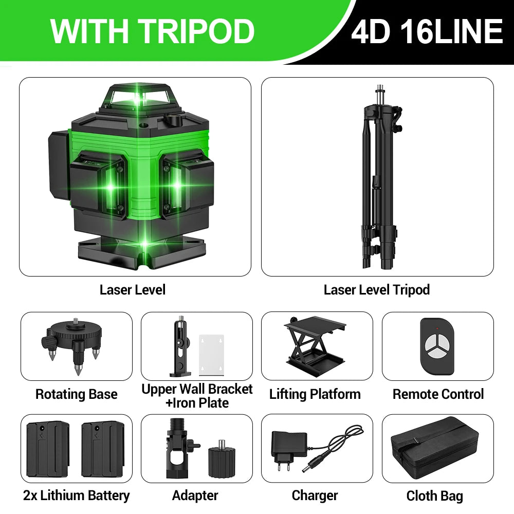 Niveau Laser  base rotative chargeur trepied batterie  adaptateur acessoires seize lignes