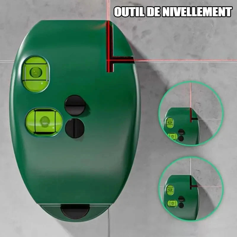 Niveau Laser Souris verte a bulles deux rayons lasers rouges angle droit outil nivellement