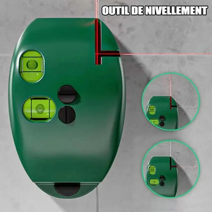 Niveau Laser Souris verte a bulles deux rayons lasers rouges angle droit outil nivellement