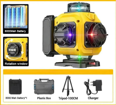 Niveau laser noir jaune douze lignes trois couleurs trepieds accessoires