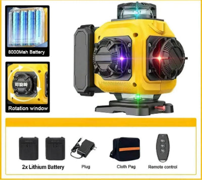 Niveau laser noir jaune seize lignes quatre  couleurs sacoche noire accessoires